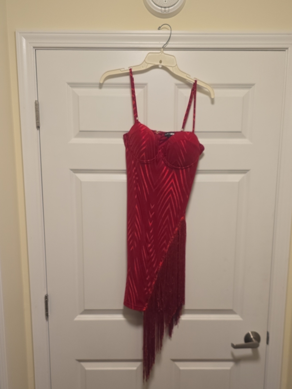 Fashion Nova Red Fringe Bodycon Dress